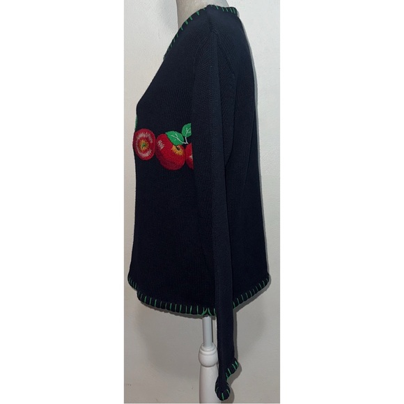 Vtg Embroidered Apples Pullover Sweater - Picture 5 of 8